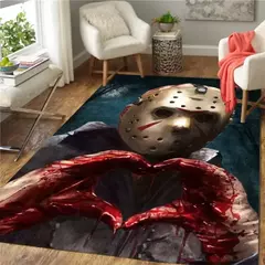 Imagem do Personagens do filme de terror Tapete para sala de estar, tapete de Halloween, capacho antiderrapante, tapetes grandes, decoração de casa