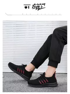 Tênis leve vulcanizado masculino, tênis casual de malha, com cordões, caminhada e corrida, academia, na moda na internet