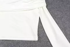 Imagem do Mulheres fora do ombro manga comprida, tops e blusas finos, malha Ruched Crop Tops, camisas sexy e elegantes, verão, outono, feminino, Y2K