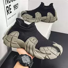 Sapatilhas de meias respiráveis masculinas, deslizamento em sapatos casuais, tênis leves, anti derrapante, tênis de meia - loja online