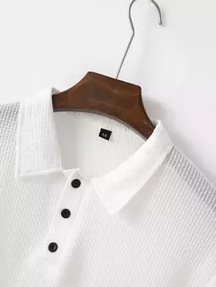 Camisa polo manga curta masculina, top respirável, solta, cor sólida, alta qualidade, moda casual, verão - loja online