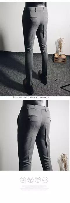 Calças justas de estiramento formal masculinas, calças casuais, roupa de cor sólida, calças de terno fashion - Wolf Magazine