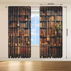 Idade Média Cortina impressa para Home Decor, tratamento janela de bolso, quarto, escritório, cozinha, sala de estar, haste, 2pcs