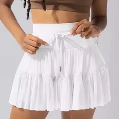 Minissaia plissada de malha de cintura alta feminina, calção de rua feminino, monocromático, casual, curta, moda verão, Y2K, 2022 - comprar online