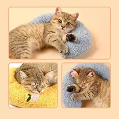 Imagem do Travesseiro pequeno para gatos e cães, tapete de dormir, protetor de pescoço, travesseiro em forma de u, macio e grosso, resistente à mordida, inverno, quente e confortável