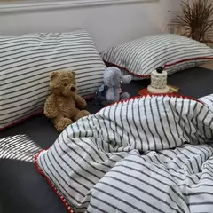 Nordic Minimalista Estilo Duvet Cover Set, Quilt Bedding Set, Grey Strip Bed, 4 peças, Home Luxury Sheets na internet