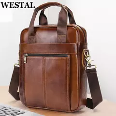 Westal Couro Genuíno Crossbody Messenger Bag, Sacos de Ombro dos homens, 13.3 "Laptop Pasta, Homem Bolsas, 8577 na internet