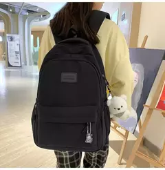 Mochila de grande capacidade para estudante, bolsa simples e versátil para menina, material poliéster unissex, decoração de boneca japonesa - comprar online