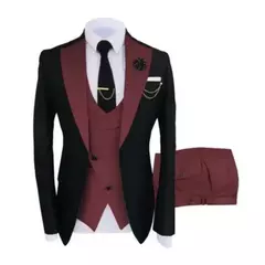 Imagem do Ternos masculinos 3 peças sob medida melhor homem noivo casamento smoking fino ajuste jacquard duas cores blazer jaqueta colete calças smoking roupas