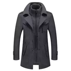 Imagem do Casaco de gola dupla masculino, jaquetas quentes, casacos à prova de vento, moda outono e inverno
