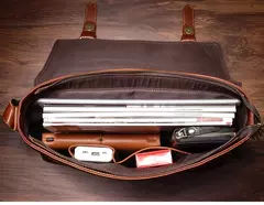ROOG-Maleta de couro genuíno, bolsa mensageiro de luxo masculina, estilingue de ombro vintage, tiracolo para iPad 12.9 ", alta qualidade