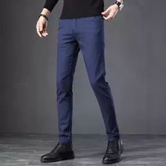 Imagem do Calça executiva de cintura elástica masculina, tecido fosco, calça casual, terno social e formal, traje de primavera e outono, 2022