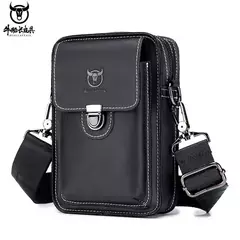 BULLCAPTAIN-Pacotes de Cintura de Couro Genuíno para Homens, Cinto Casual, Bolsa de Telefone Móvel 100% Couro Pequena Bolsa de Ombro na internet
