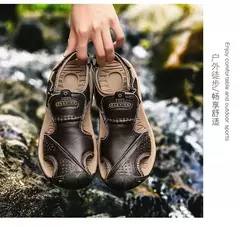 Sapatos de couro genuíno masculino, sandálias macias, chinelos confortáveis, modelos, sandálias, originais - comprar online