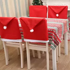 Santa Hat Chair Cover para o Natal, decoração de mesa, presentes, 1-10pcs - comprar online