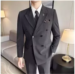 Vestido de smoking de casamento de três peças para homens, terno de negócios, social, cor sólida, trespassado, noivo, moda, jaqueta, calça, colete, novo na internet