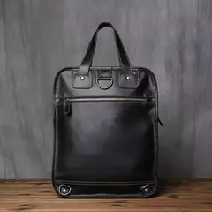 Maleta de couro retrô para homens, couro natural, bolsa vertical, bolsa de ombro casual, mochila masculina, adequada para laptop de 15 ", NZPJ na internet