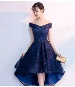 Vestido curto fora do ombro, elegante vestido de baile, frente curta e costas lo - Wolf Magazine