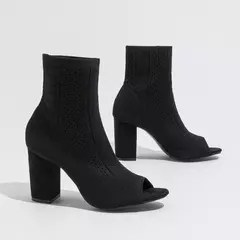 Imagem do Boca de peixe redondo toe malha estiramento tornozelo botas de salto alto para mulheres, botas curtas, moda outono, sapatos de dança para festa