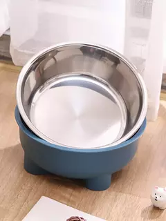 1pc tigela de quatro pernas de cor sólida de aço inoxidável para cães de estimação e tigela de gato para uso interno e externo - comprar online
