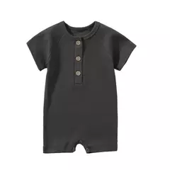 Bebê menino macacão verão wear infantil bebe fina pijamas manga curta macacão com nervuras roupas de malha estiramento da menina outfits playsuit - Wolf Magazine