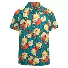 Camiseta havaiana masculina de manga curta, estampa de ovelha 3D, roupas de praia soltas, camisas grandes, verão - Wolf Magazine