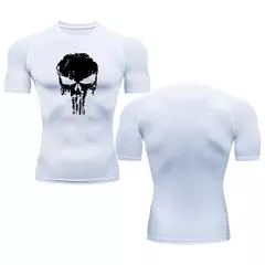 Camiseta masculina de compressão manga curta, blusa de mma, camiseta de caveira, blusa respirável para musculação, preta, verão na internet