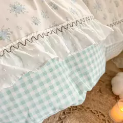 Conjunto de cama coreano para meninas, capa de edredão floral fronha de linho, lençol plano, gêmeo, solteiro, queen size, 3 peças - loja online