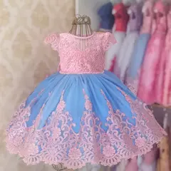 Imagem do Bordado Elegante Crianças Princesa Vestidos para Meninas Luxo Golden Lace Vintage Crianças Festival Party Gown Bebê Batismo Vestidos