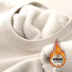 Suéter de malha luxuoso masculino, gola alta, veludo acolchoado, quente, pulôveres sólidos, fundo grosso, casual com o pescoço, outono, inverno - comprar online