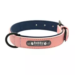 Imagem do Coleira de couro personalizada para cães, coleira e coleira para animais de estimação, conjunto de coleira de couro durável para cães pequenos, médios e grandes