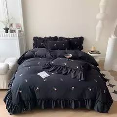 Rose Conjunto De Cama Bordado, Capa De Edredão sem Núcleo, 1 * Capa De Edredão + 2 Fronha, Estilo Princesa, 3PCs