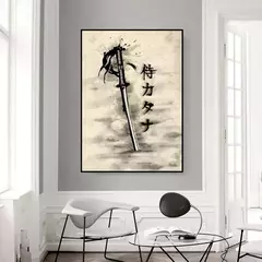 Imagem do Japonês Samurai Canvas Pintura Wall Art, Cartazes e Impressões de Personagem, Decoração para Casa, Imagem para Sala, Quarto Estética