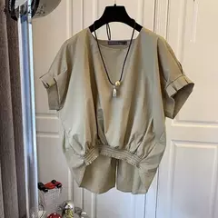 ZANZEA-Blusa de manga curta feminina, tops elegantes, gola em O, camisa monocromática OL, tops casuais femininos, soltos, festa, moda, verão - loja online
