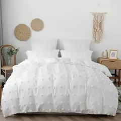 Wostar verão branco pitada plissado capa de edredão 220x240cm luxo cama casal colcha conjunto cama rainha king size consolador capa na internet
