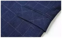 Imagem do Blazers xadrez azul casual slim fit masculino, jaquetas de negócios, roupas formais, casacos masculinos, novos, primavera, outono, tamanho 4XL