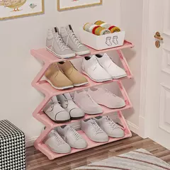 Rack de armazenamento de sapatos simples de 4 camadas, economiza espaço, resistente, organizador de sapatos para quarto, piso, rack de armazenamento, organizador - comprar online