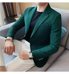 Casaco de peito único masculino, blazer slim fit, blazers grandes, casacos elegantes de luxo, outwear casual coreano para casamento - comprar online