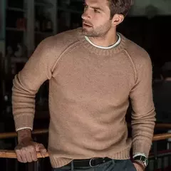 Casual Slim Fit masculino malha camisola, o-pescoço malhas, pulôver monocromático, outono, inverno, conforto, novo, S-3XL na internet