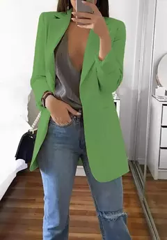 Imagem do Terno casual slim fit feminino com pescoço polo, casaco temperado, moda europeia e americana, casaco de lã primavera e outono, 2024