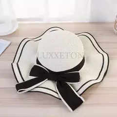 Chapéu de praia vaqueiro feminino, lateral larga, chapéu Panamá casual, Lady Classic, nó liso, chapéu de sol palha, presente Fedora feminino, verão - loja online