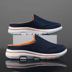 Mocassins de malha casuais masculinos, cor sólida, sapatos de encalço, flats de casal de verão, meio chinelos, tamanho grande - Wolf Magazine