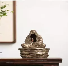 Cerâmica meditação incenso queimador, Backflow monge titular, Zen escultura decoração, Yoga escritório Tearoom