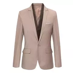 Fato de blazer fino masculino, manga comprida, bolsos, um botão, lapela, casual, festa formal, masculino, outono, parte superior - Wolf Magazine