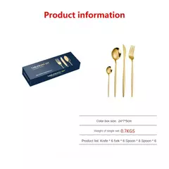 Conjunto de talheres de aço inoxidável, faca e garfo, produto comestível, durável, 4 conjuntos de 6 pessoas, ouro, garfo, colheres, 24 pcs - comprar online