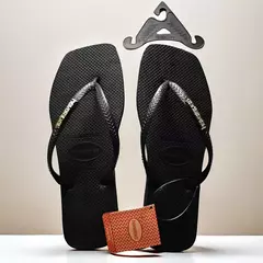 Imagem do Havaianas-Anti Slip Flip Flops para Mulheres, Saltos Quadrados, Sapatos De Praia De Cor Sólida