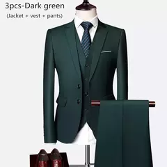 Terno de casamento fino com três peças para homens, conjuntos monocromáticos de negócios e escritório, blazer grande, calça e colete, moda luxo - Wolf Magazine
