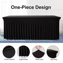 Tampas De Mesa Com Saia, Saias De Mesa Retangular, Tampas De Mesa De Poliéster, Toalha De Mesa Preta, Tampa De Mesa Do Spandex, 6 pés, 6 pés - comprar online