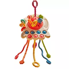 Desenvolvimento De Silicone Chocalho Teether Brinquedos, Montessori, Puxar Cordas Jogos, 1 Ano Brinquedos De Dentição Para Bebês, 6 12 Meses na internet