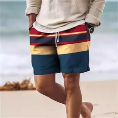 Calções de praia extragrandes para homens e mulheres, hiphop de rua, calça curta listrado, calção de ginástica, moda praia gelada no verão havaiano, nova moda